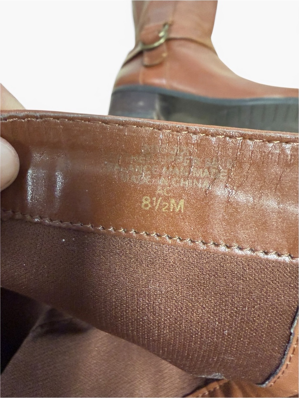 Bandolino Codi Cognac Brown Leather Knee High Riding Boots Buckle Womens 8.5 - Picture 10 of 12